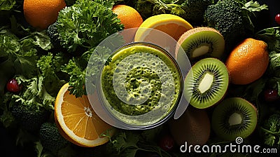 Morning Boost: Immerse in the Energizing Aura of a Green Smoothie Stock Photo