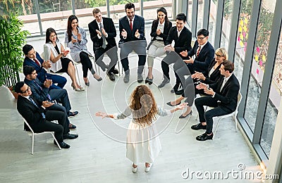 Shot of a group of businesspeople having a discussion in seminar at office Stock Photo