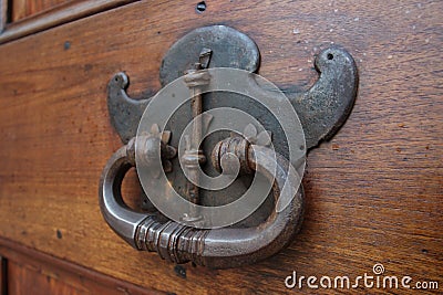 A shot of a handle of a drawer Stock Photo