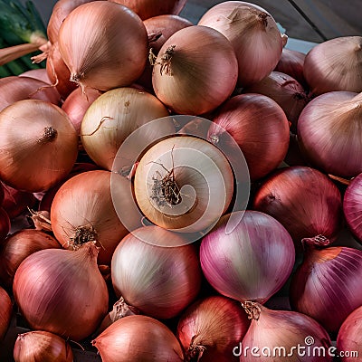 shot Pile of fresh onions evokes the essence of farm freshness Stock Photo