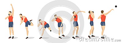 Shot put set. Vector Illustration