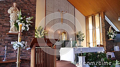 shot of religious Christian or catholic chapel and altar for worshippers Editorial Stock Photo
