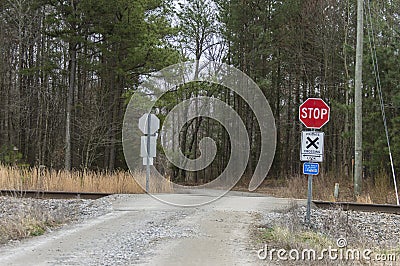 Rural rail crossing - no gates Stock Photo