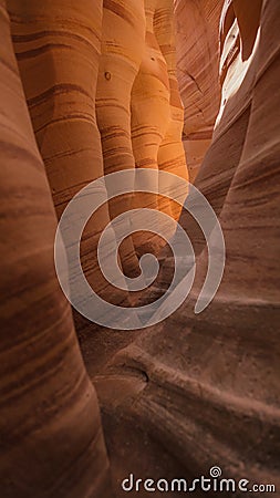 Shot of spiral rock arches inside Lower Antelope Canyon or The Corkscrew Stock Photo