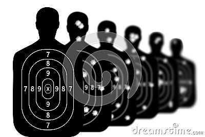 Shot target shooting range background, bullet holes, sports object Stock Photo
