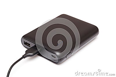 USB Power bank on white Stock Photo