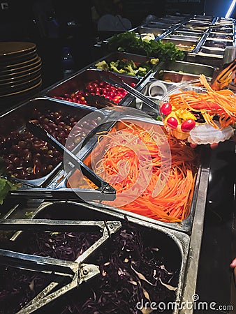 Vegetable salads sale in the shop Stock Photo