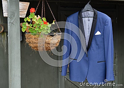 Wedding suits, tie, socks, shoes & watches for the groom & groom men Stock Photo