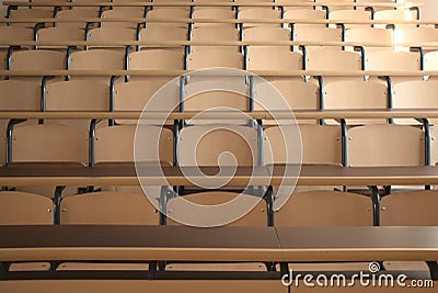 Shot of well organized empty university classroom seats due to global pandemic Stock Photo