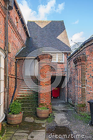 Entrance to generic English brick home in a small town in Surrey, South England Stock Photo