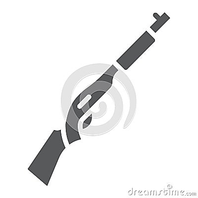 Shotgun glyph icon, weapon and military, automatic rifle sign, vector graphics, a solid pattern on a white background. Vector Illustration