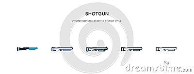 Shotgun icon in different style vector illustration. two colored and black shotgun vector icons designed in filled, outline, line Vector Illustration