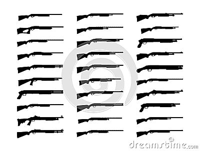 Shotguns silhouette set. Vector Illustration