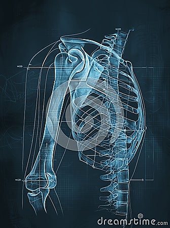 Shoulder joints. Shoulder anatomy. Frozen shoulder. Impingement. Medically illustration Stock Photo