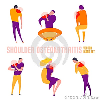 Shoulder Osteoarthritis icons collection Vector Illustration