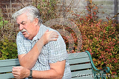 Shoulder pain or injury. Stock Photo