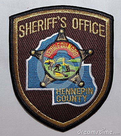 The shoulder patch of the Hennepin County Sheriff`s Office in Minnesota Editorial Stock Photo