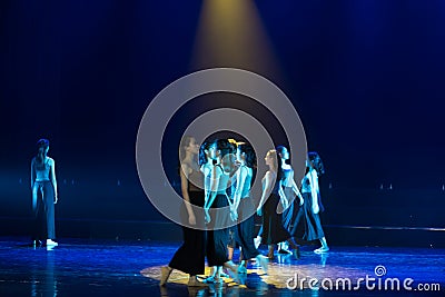 Shoulder by shoulder--Dance drama donkey get water Editorial Stock Photo