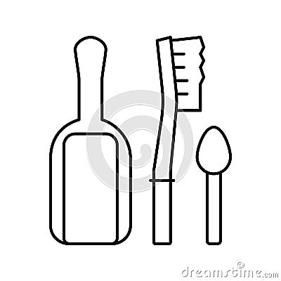 shovel, brush and spoon for prepare coffee line icon vector illustration Vector Illustration
