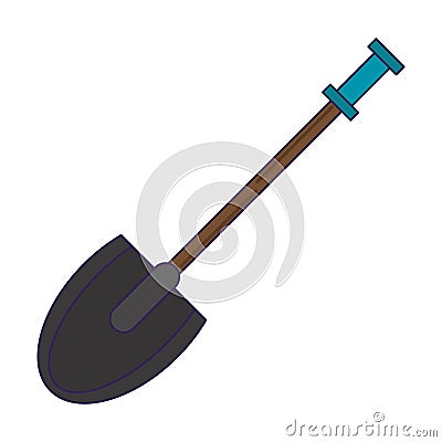 Shovel construction tool isolated blue lines Vector Illustration