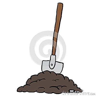 Shovel in dirt Cartoon Illustration