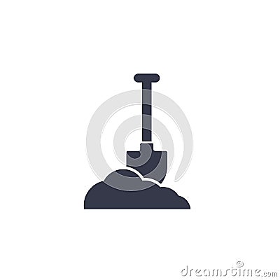 Shovel in dirt vector icon on white Vector Illustration