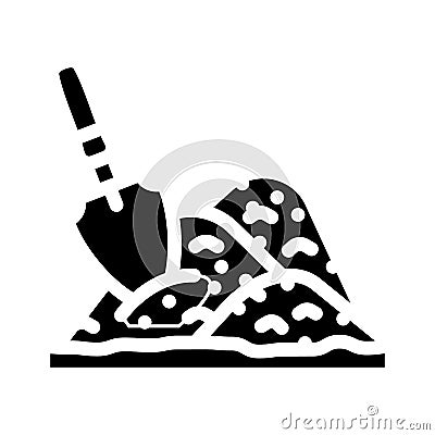 shovel in heap of peat glyph icon vector illustration Vector Illustration