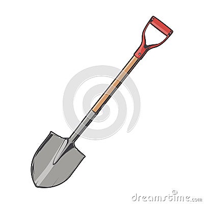 Shovel isolated on a white background. Color line art. Vector Illustration