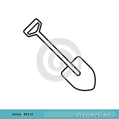 Shovel Line Art Icon Vector Logo Template Illustration Design. Vector EPS 10 Vector Illustration