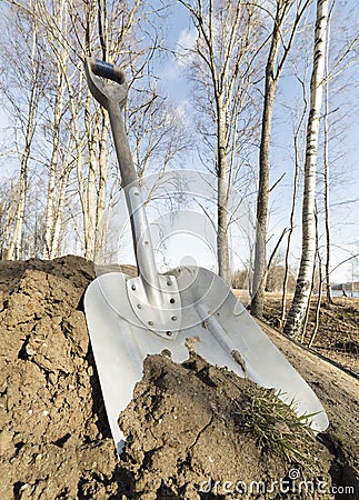 Shovel in Pile of Dirt Stock Photo