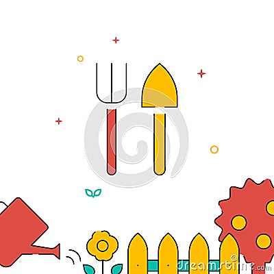 Shovel and ripper filled line icon, simple vector illustration Vector Illustration