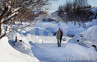 Shovel Snow Clean Up Blizzard 2016 VA Editorial Stock Photo