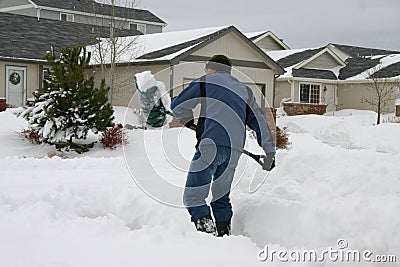 Shoveling snow Stock Photo