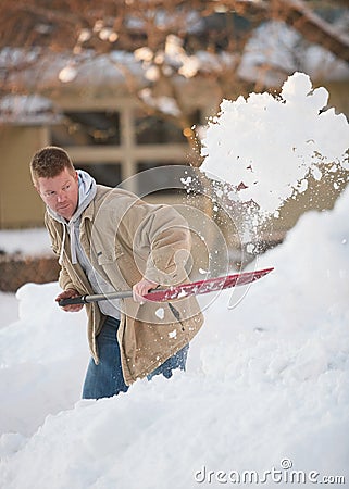 Shoveling snow Stock Photo