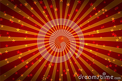 Show, circus poster. Red burst background with stars Vector Illustration