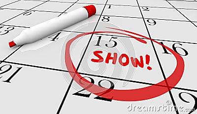 Show Concert Event Performance Calendar Day Date Stock Photo