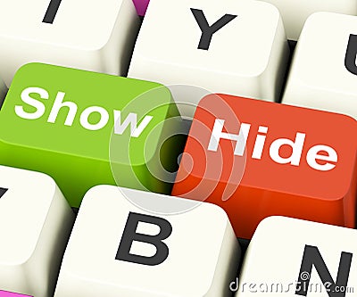 Show Hide Keys Mean On Display And Out Of Sight Stock Photo