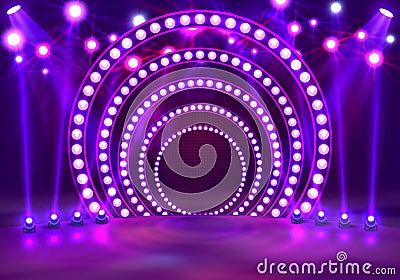 Show light podium purple. Vector Illustration