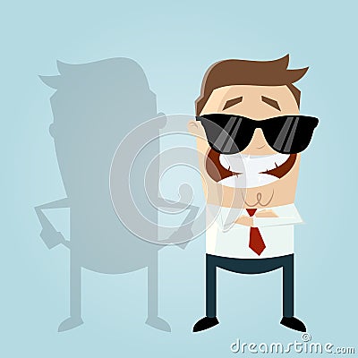 Show-off man and his poor shadow with empty pockets Vector Illustration