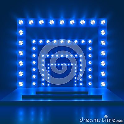 Show show casino vector background with stage and light decoration. Shiny dance theatre podium Vector Illustration
