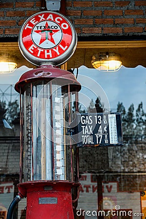 Show vintage fuel dispenser at Night market, Srinakarin road, Bangkok, Thailand Editorial Stock Photo