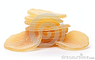 Showcase of Candied Ginger on White Background Stock Photo