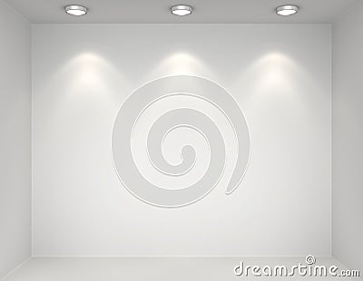 Showcase gallery with light bulbs Stock Photo