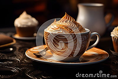 Coffee shop of showcase the intricate textures of the coffee cups. AI Generated Stock Photo