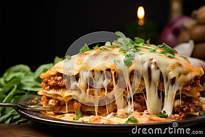 Showcasing the allure of homemade beef lasagna through stunning photography Stock Photo