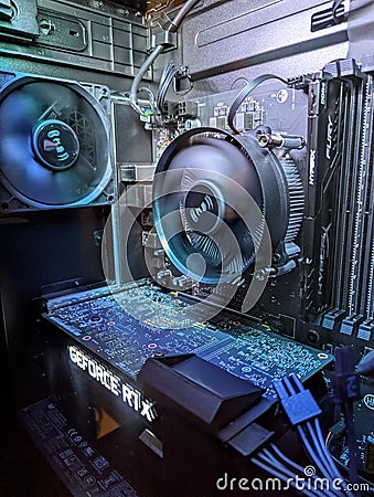 Showcasing Cutting-Edge Technology: Custom PC Build with High-Performance Components Editorial Stock Photo