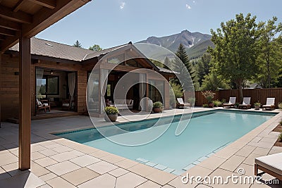 Showcasing Interior Design in Style Mountain Majesty Stock Photo