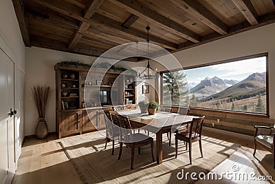 Showcasing Interior Design in Style Mountain Majesty Stock Photo