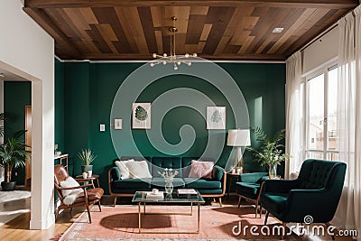 Showcasing Interior Design in Style Retro Revival Stock Photo