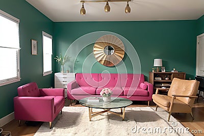 Showcasing Interior Design in Style Retro Revival Stock Photo